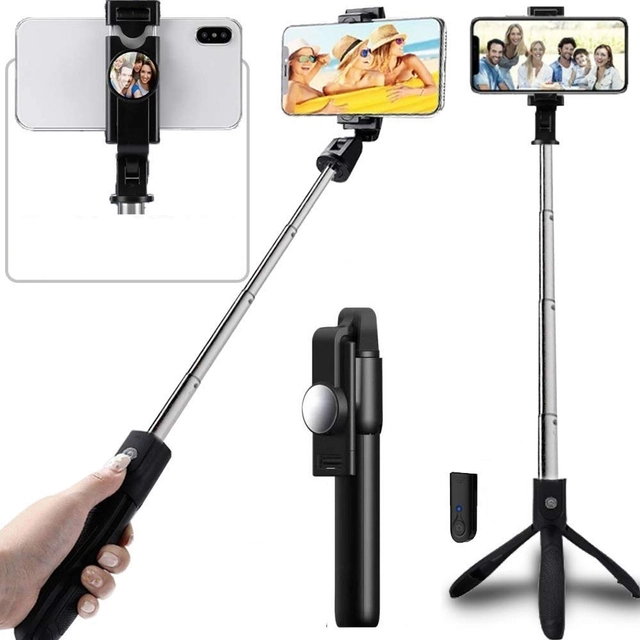 Aluminium Selfie Stick Cum Tripod Stand (Black, 105 cm)