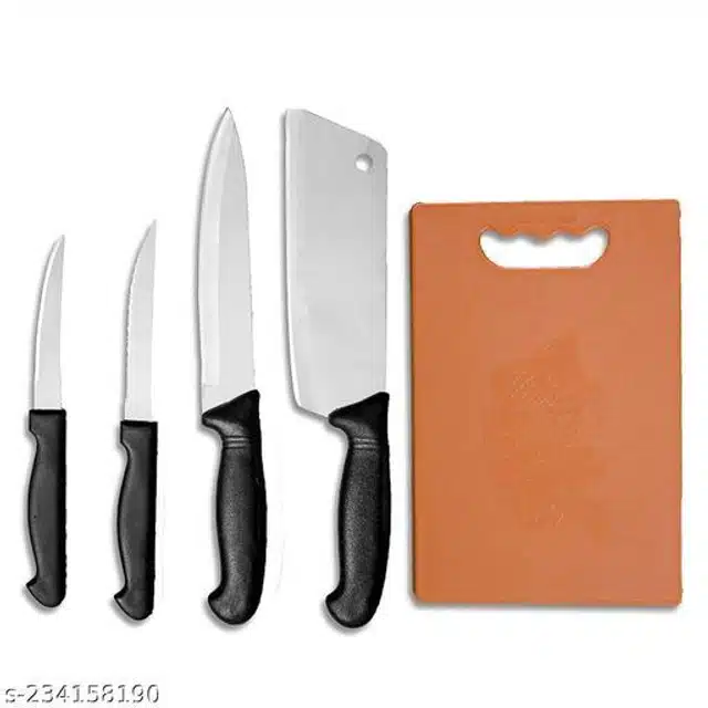 Stainless Steel Knife & Chopping Board Set (Multicolor, Set of 1)