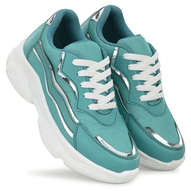 Sports Shoes for Women (Sea Green & White, 6)