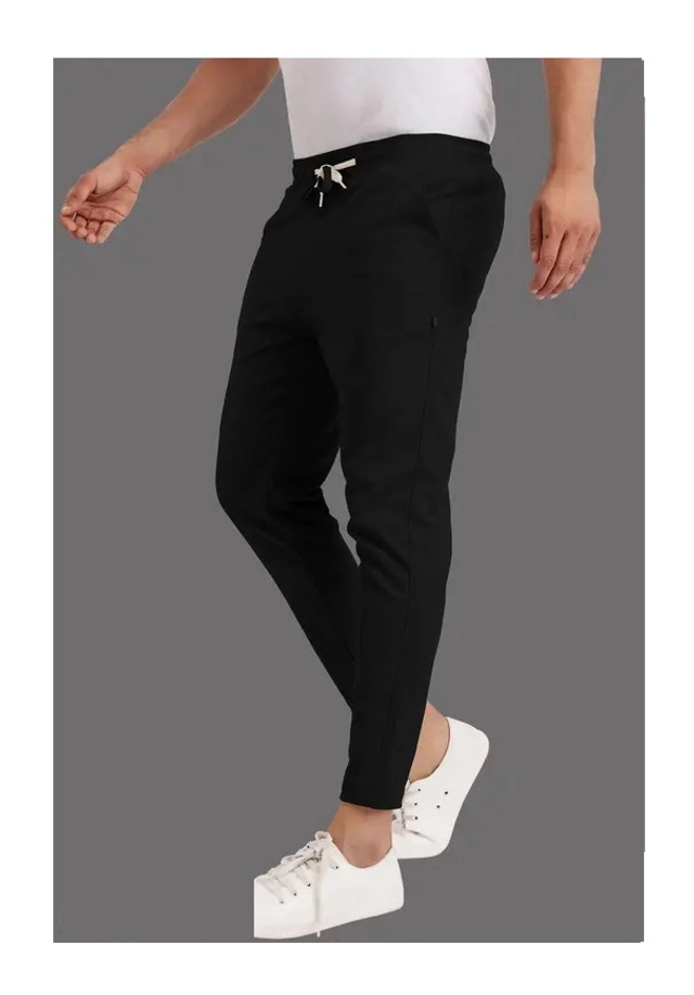 Lycra Solid Trackpant for Men (Black, S)