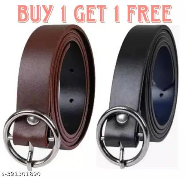 Fancy Belts for Women (Brown & Black, Pack of 2)