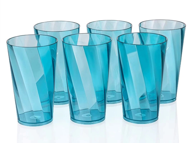 Plastic Multipurpose Water Glasses (Blue, 300 ml) (Pack of 6)