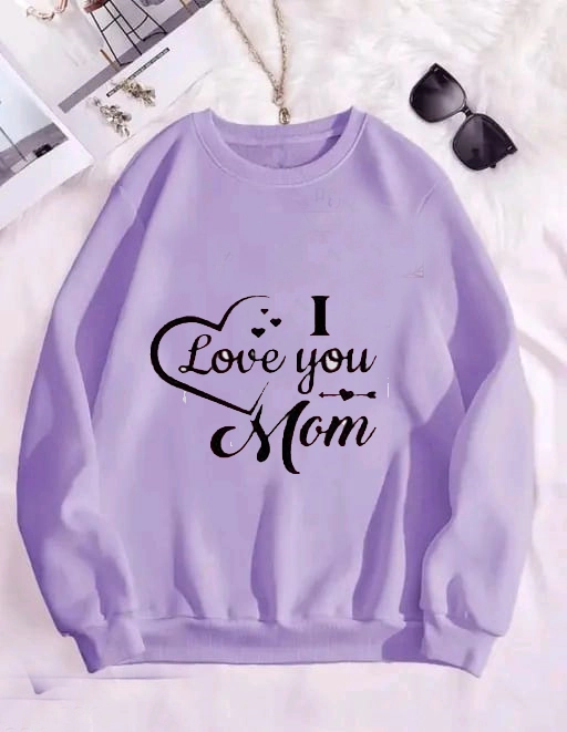 Fleece Printed Full Sleeves Sweatshirt for Women & Girls (Lavender, S)