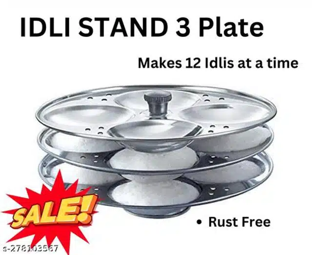 Stainless Steel 3 Plate Idli Maker (Silver)