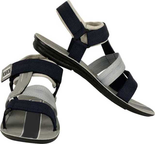 Ligera Men's Stylish Synthetic Leather Casual Sandals (Grey & Black, 7) (L-27)