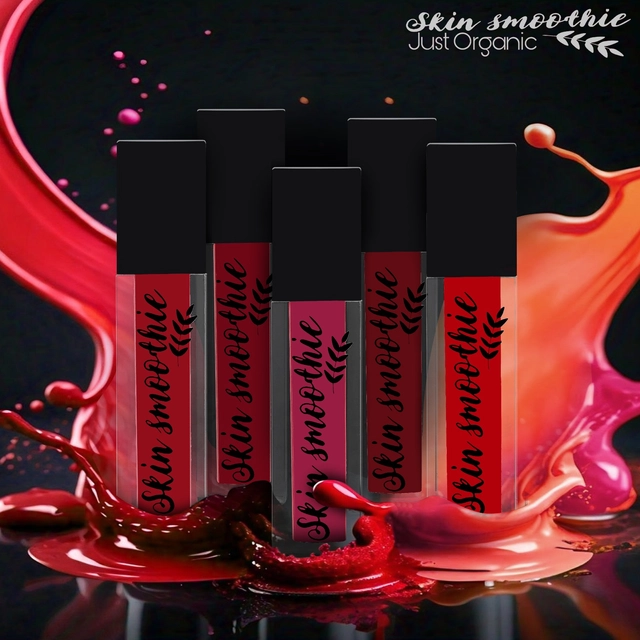 Skin Smoothie Velvet Matte Waterproof Liquid Lipsticks (Multicolor, Pack of 5)