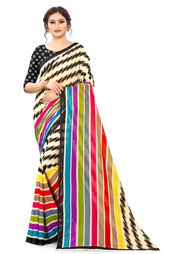 Saree with Unstitched Blouse (Multicolor, 6.1 m)