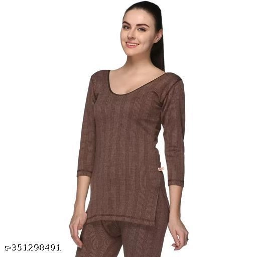 Woolen Thermal Top for Women (Brown, XS)