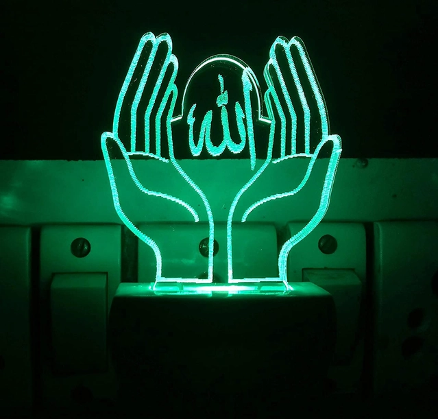 Afast ALLAH KI DUA 3D Acrylic Optical Illusion Night Lamp | RGB 7-Color Auto Changing LED Light | Plug & Play | Home, Office, Gift Décor - Multicolor