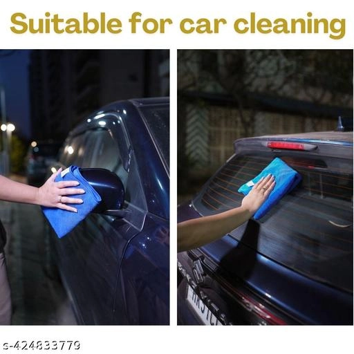 Microfiber Vehicle Cleaning Cloth (Blue, Pack of 2)