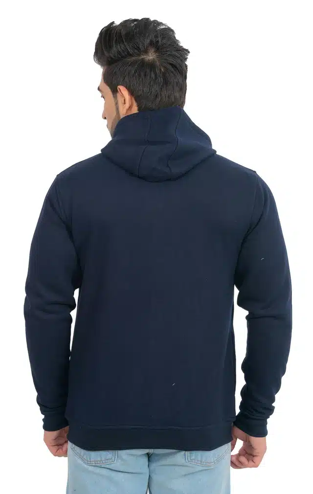 Men's Printed Hooded Sweatshirt (Navy Blue, L) (SS-40)