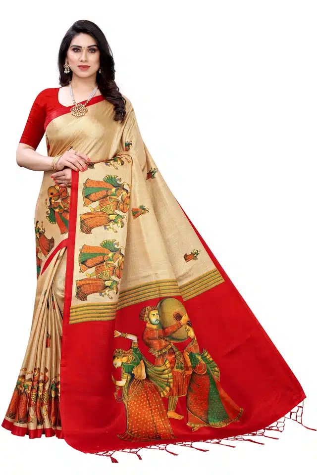 Printed Saree with Unstitched Blouse for Women (Pack of 2) (Multicolor, 6 m)