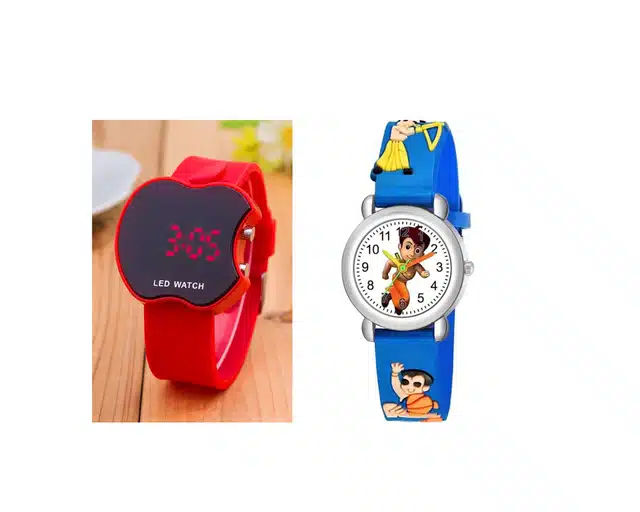 Combo of Analog & Digital Watches for Kids (Red & Blue, Pack of 2)