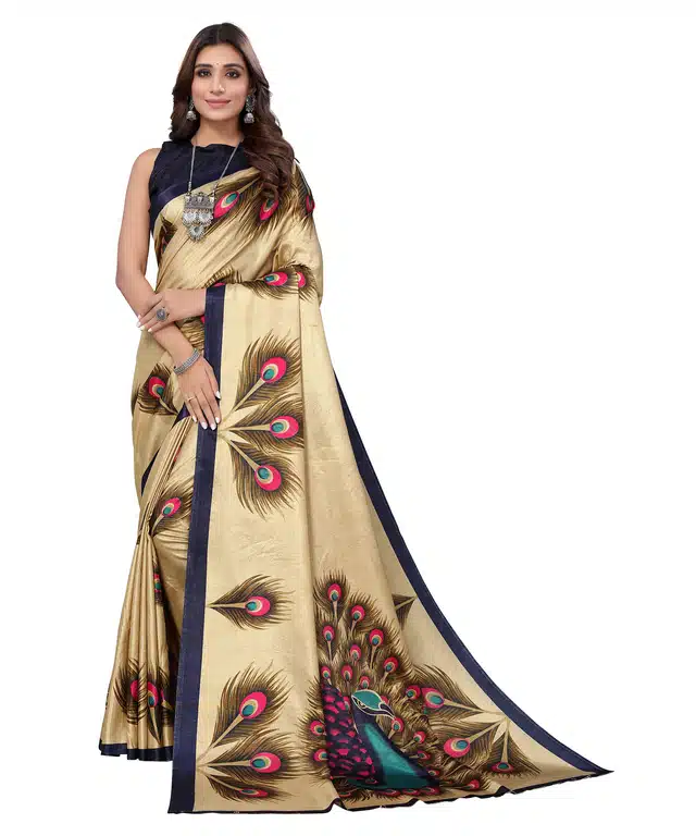 Women's Designer Saree With Blouse (Peacock) (SD86)