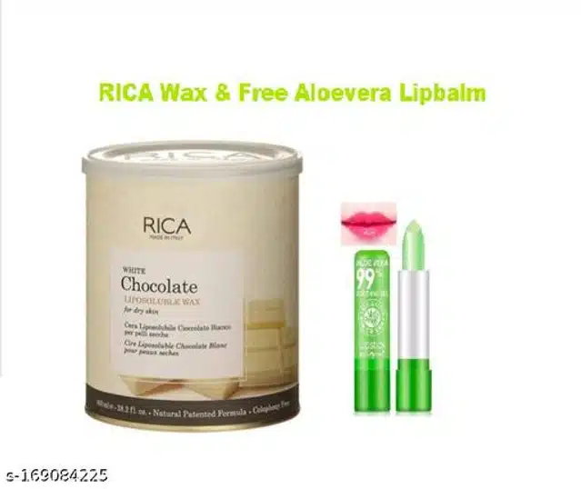 Rica White Chocolate Liposoluble Wax with Aloevera Lip Balm (Set of 2)