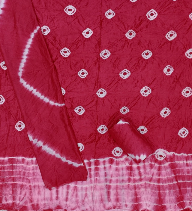 Chanderi Cotton Polka Dots Unstitched Suit Fabric for Women (Pink & White, 2.3 m)