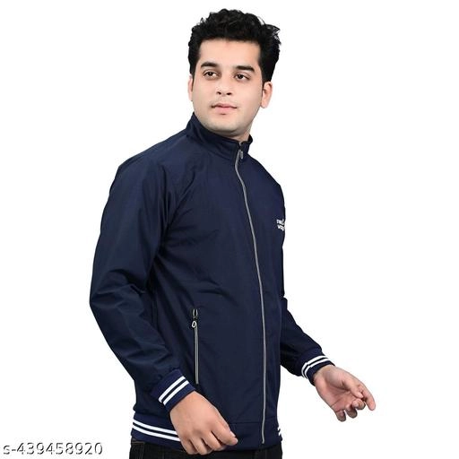 Polyester Jacket for Men (Navy Blue, M)