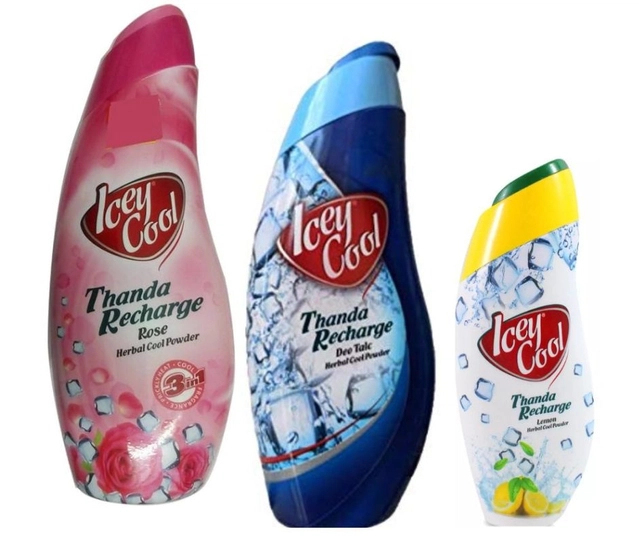 Labolia Icey Cool Herbal Cool (100 g) with Blue Deo Talc (300 g) & Rose Herbal Cool (300 g) Talcum Powder (Set of 3)