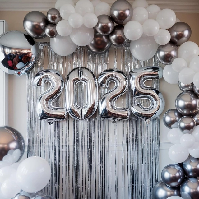 Special You New Year Decoration Items, Balloon Decoration Kit, Happy New Year Decoration 2025 Foil Balloon Arch Tape, Fringe Curtains, Backdrop Curtain for Decoration 53 Piece Kit (Pack of 1)