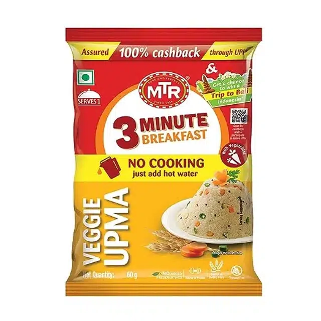 MTR वेजिटेबल उपमा 2X60 g (पैक ऑफ़ 2)