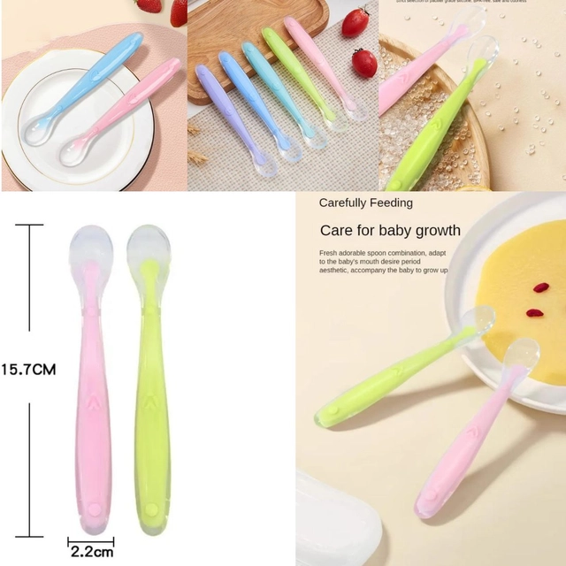 Combo of Silicone 2 Pcs Feeding Spoon & Fruit Nibbler for Baby (Multicolor, Set of 3)