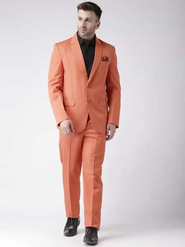 हैंगअप मेंस फॉर्मल पॉलिएस्टर विस्कोस रेगुलर फिट सूट, Peach, Size- 42 (Peach_CS_42)