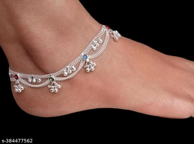 Alloy Anklets for Women (Silver, Set of 1)