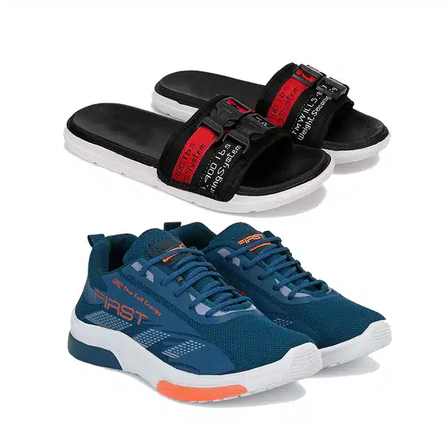 Combo of Men's Flip Flop & Sports Shoes (Pack of 2) (Multicolour, 8)