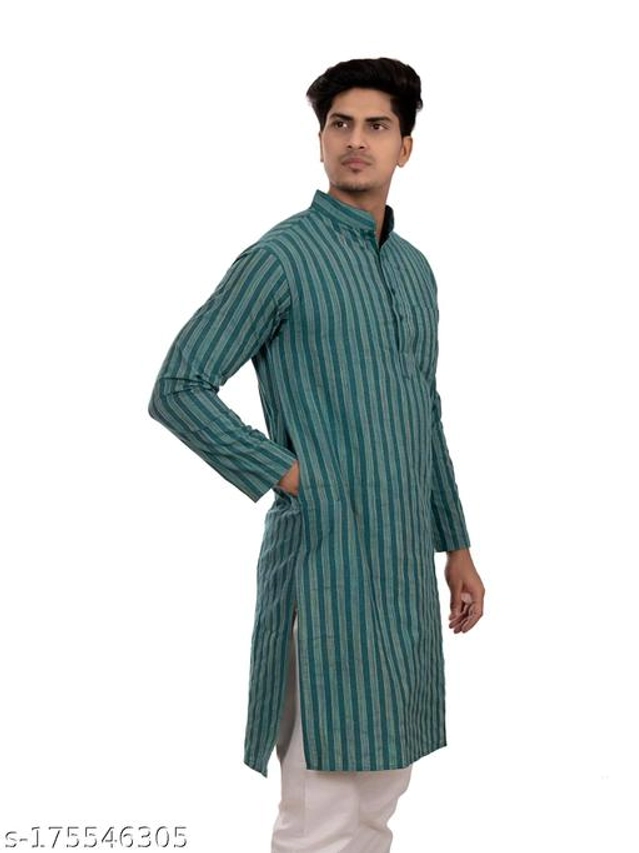 Cotton Blend Kurta for Men (Green, S)