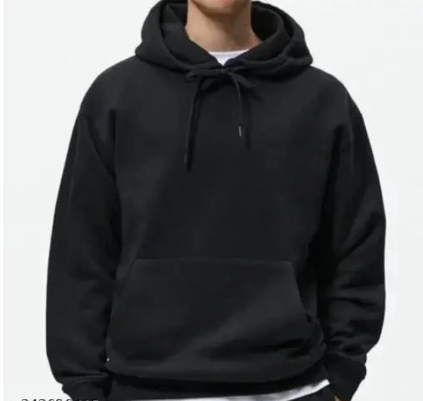 Fleece Solid Hoodie for Men (Black, S)