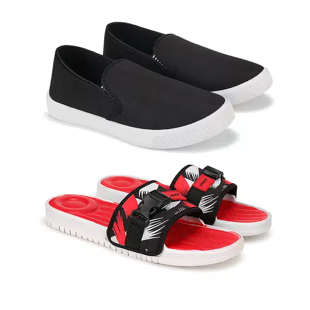 Combo of Casual Shoes & Sliders for Men (Pack of 2) (Multicolor, 9)