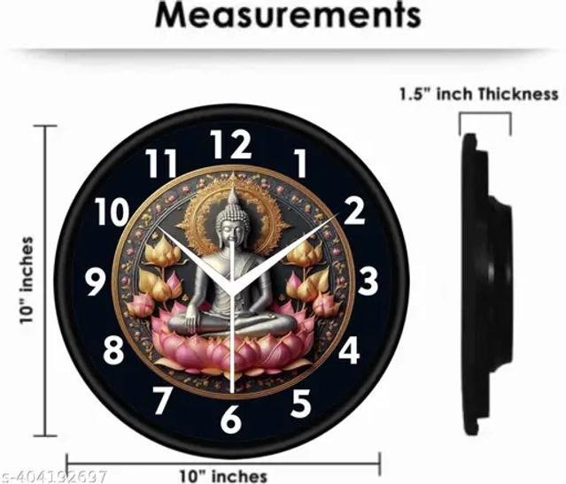 Buddha Wall Clock (Black, Pack Of 1)