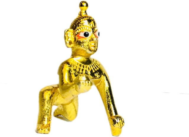 Metal Laddu Gopalji Idol (Gold, 6 cm)