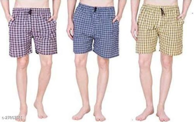 Cotton Shorts for Mens (Multicolor, 28) (Pack of 3)