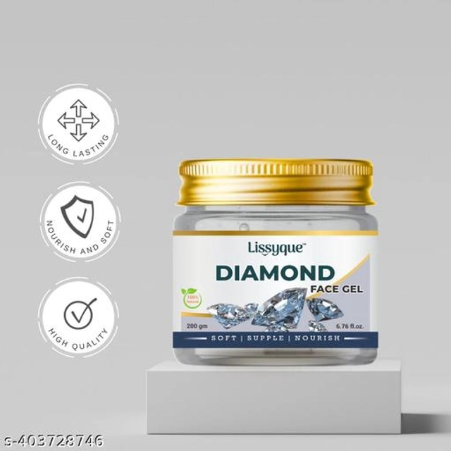  Lissyque Diamond Gel, Face And Hair, Ideal For Acne Scars, Dark Circles, Moisturising, Soothing, Multipurpose Gel - 200 gm