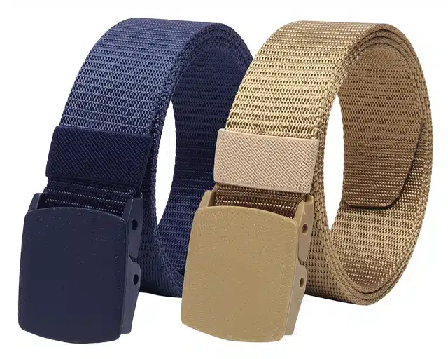 Canvas Belt for Men (Pack of 2) (Multicolor, 42)