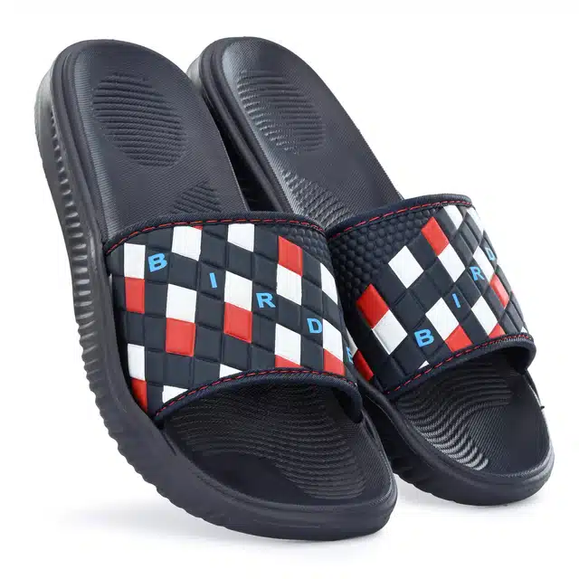Stylish Lightweight Sliders for Men (Navy Blue, 6) (AE-171)