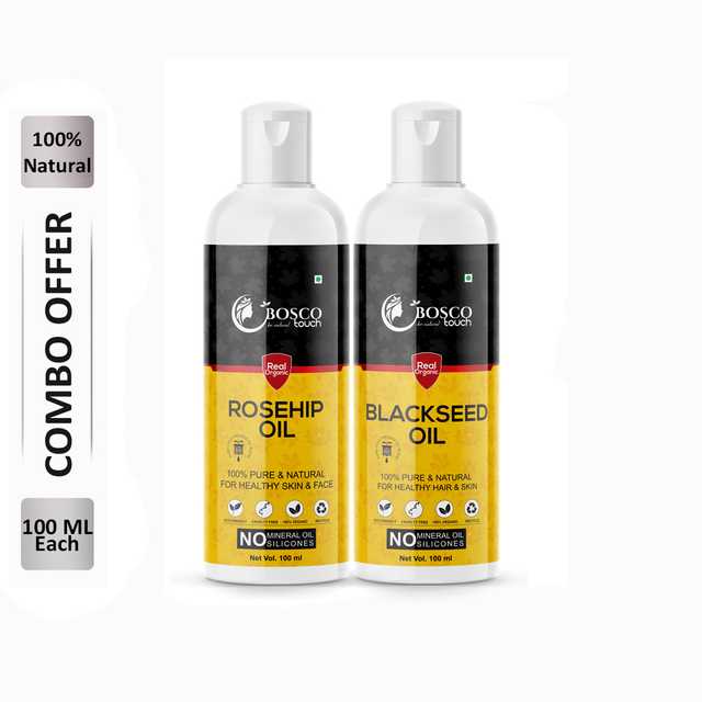 Bosco Touch Pure Rosehip Oil (100 ml) & Blackseed Oil (100 ml) Combo For Rapid Hair Growth (Pack Of 2) (B-1101)
