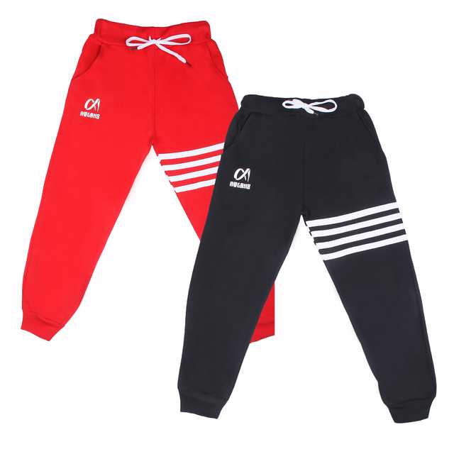 Casual Trackpant for Boys (Pack Of 2) (Red & Black, 6-7 Years) (A-9)