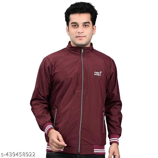 Polyester Jacket for Men (Maroon, M)