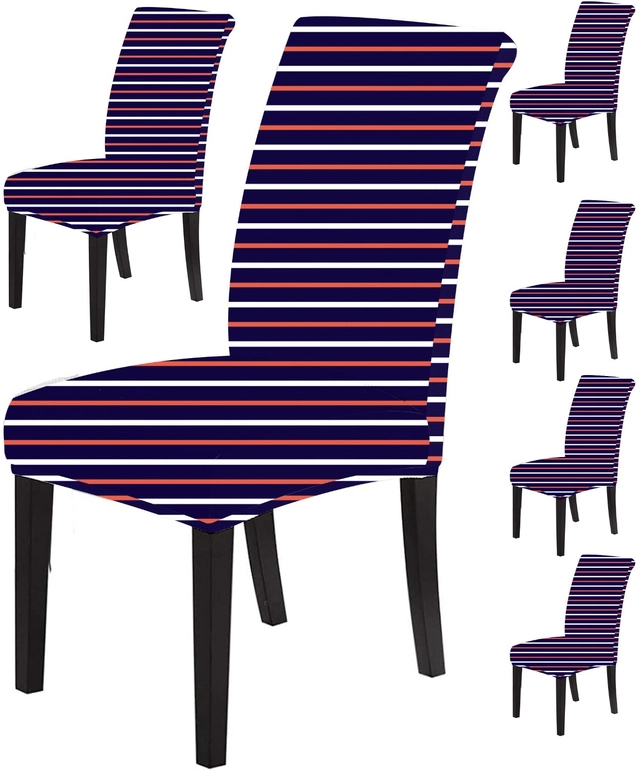 Polycotton Printed Chair Covers (Blue, 45x50 inches) (Pack of 6)