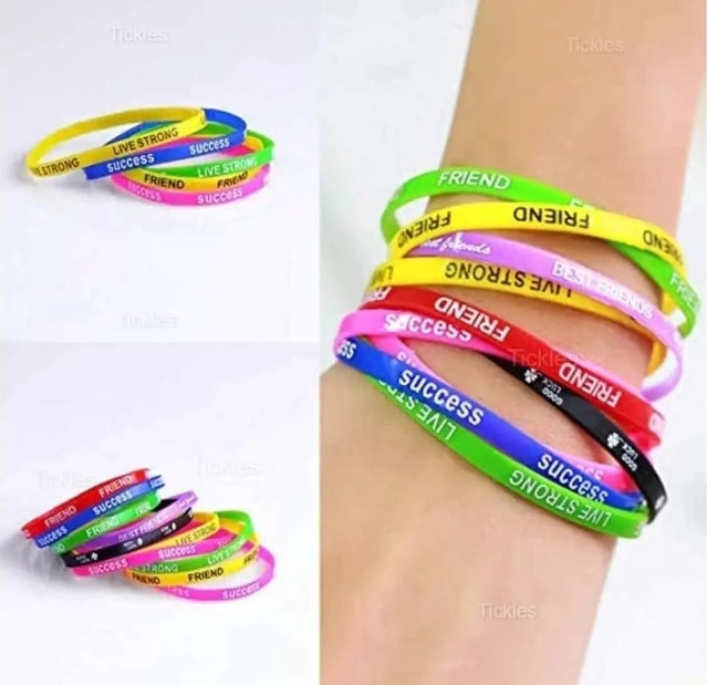 Rubber Wrist Band for Men & Women (Multicolor, Pack of 20)