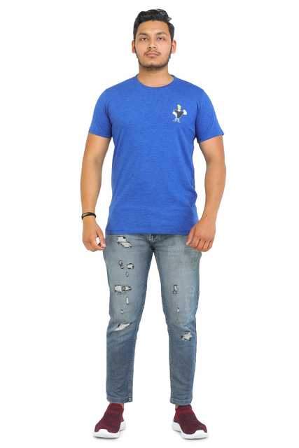 Fosty Men's Cotton Stylish T-Shirts (Blue, S) (ADE-529)