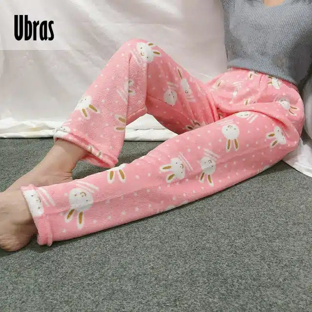 Fleece Winter Pyjama for Women (Assorted, Free Size)