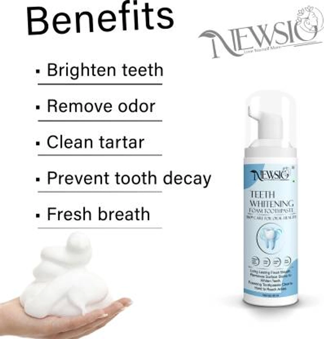 Newsio Teeth Whitening Foam To Removes Bad Breath Fights Germs For Women & Men(60 Ml)