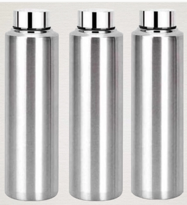 Stainless Steel Water Bottle (Silver, 1000 ml) (Pack of 3)