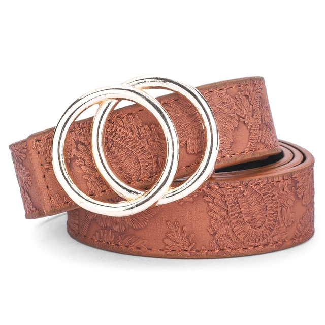 Artificial leather Belt for Women (Tan, Free Size)