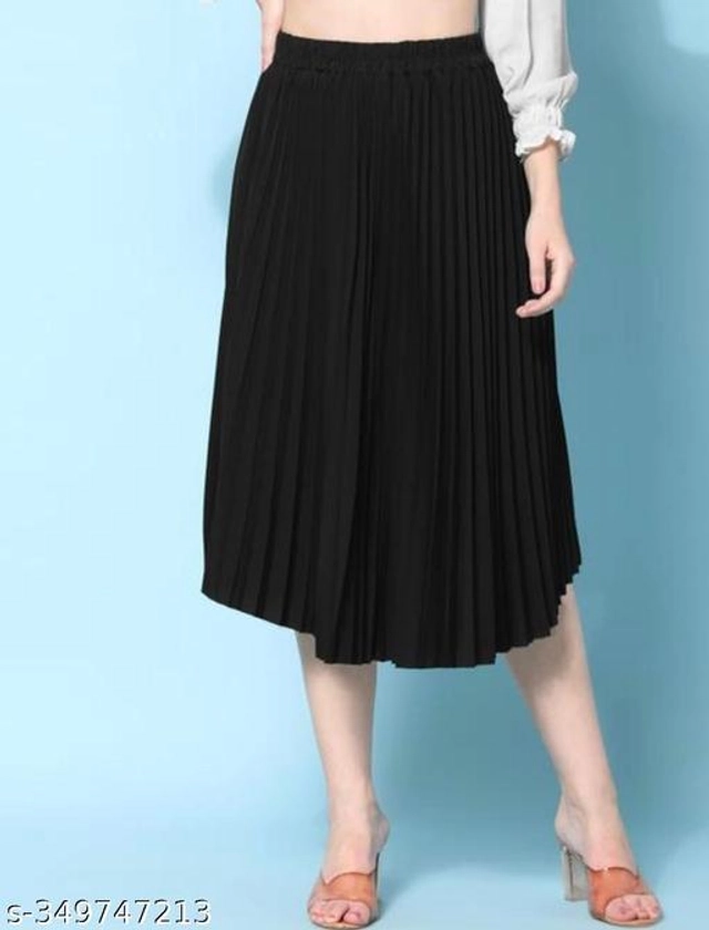 Crepe Skirts for Women (Black, 28)