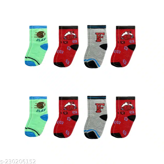 Cotton Blend Socks for Kids (Pack of 8) (Multicolor, 1-3 Years)