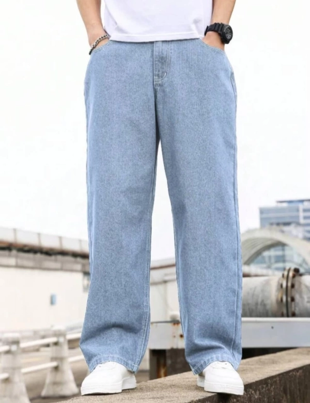 Denim Baggy Jeans for Men (Sky Blue, 28)